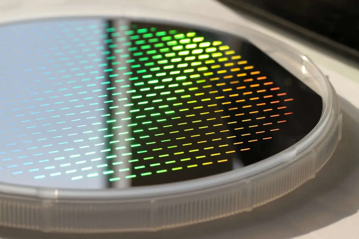 Close-up of optical wafer structures